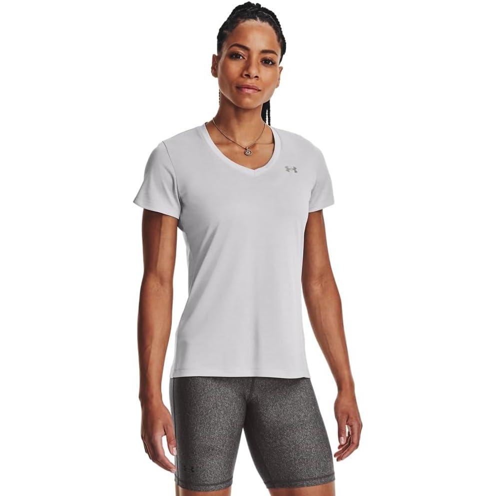 image:imageUnder Armour Womens Tech VNeck Twist ShortSleeve TShirtHalo Gray