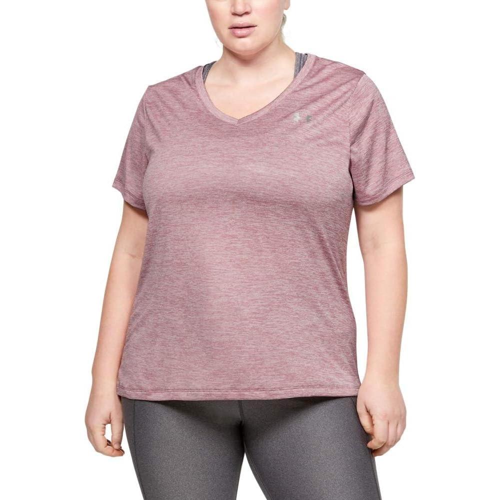 image:imageUnder Armour Womens Tech VNeck Twist ShortSleeve TShirtHushed Pink 662Metallic Silver