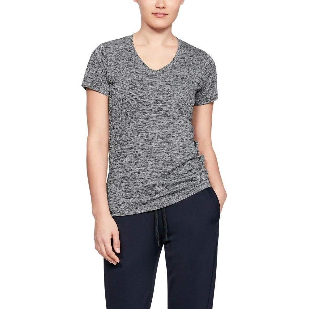 image:imageUnder Armour Womens Tech VNeck Twist ShortSleeve TShirtJet Gray