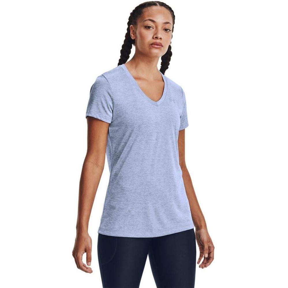 image:imageUnder Armour Womens Tech VNeck Twist ShortSleeve TShirtMechanic Blue 468Tonal