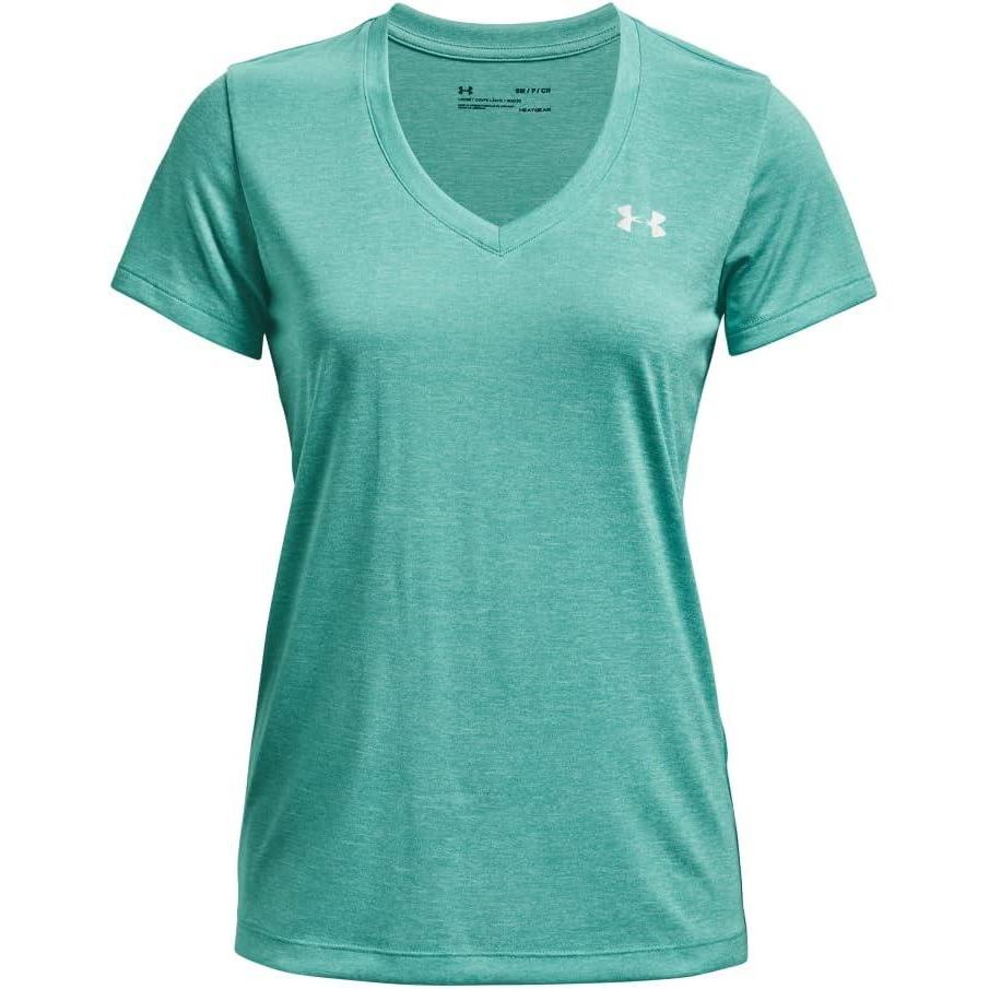 image:imageUnder Armour Womens Tech VNeck Twist ShortSleeve TShirtNeptune 369 Metallic Silver