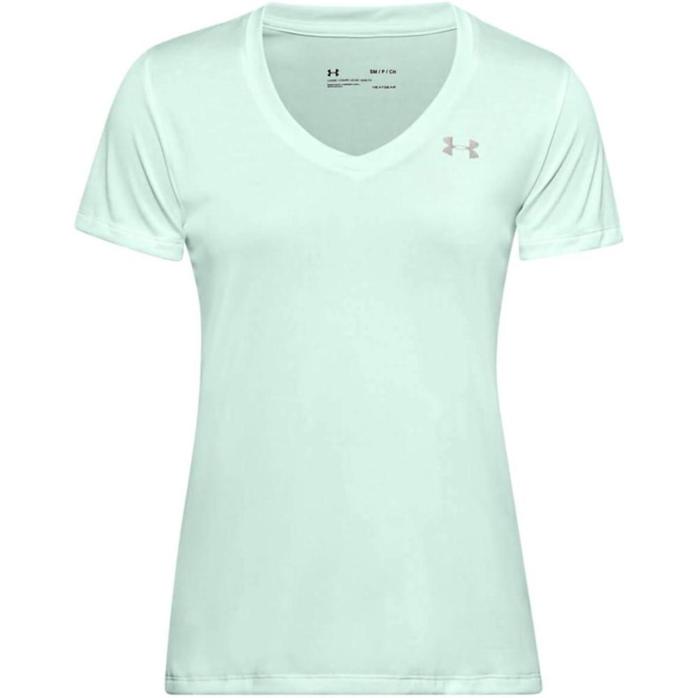 image:imageUnder Armour Womens Tech VNeck Twist ShortSleeve TShirtSeaglass Blue 403Tonal