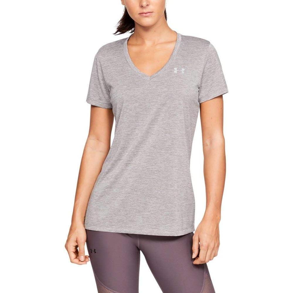 image:imageUnder Armour Womens Tech VNeck Twist ShortSleeve TShirtTetra Gray