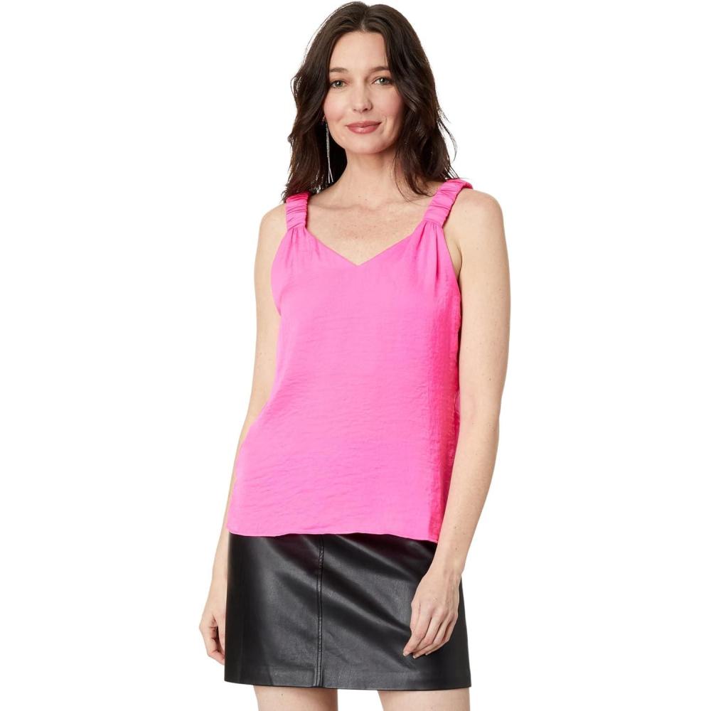 image:imageVince Camuto Sleeveless Ruffle Strap Rumple TankHot Pink