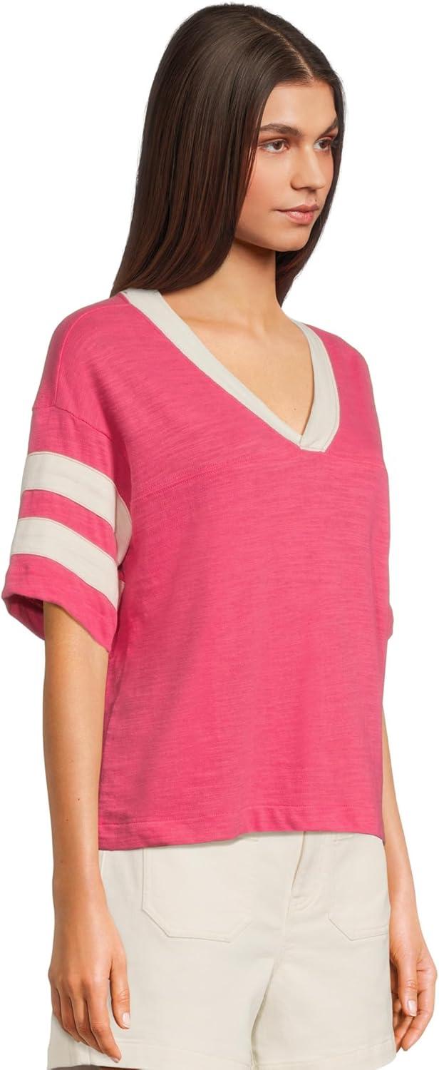 image:imageFaherty Womens Sunwashed Slub Varsity TeeHot Pink Varsity