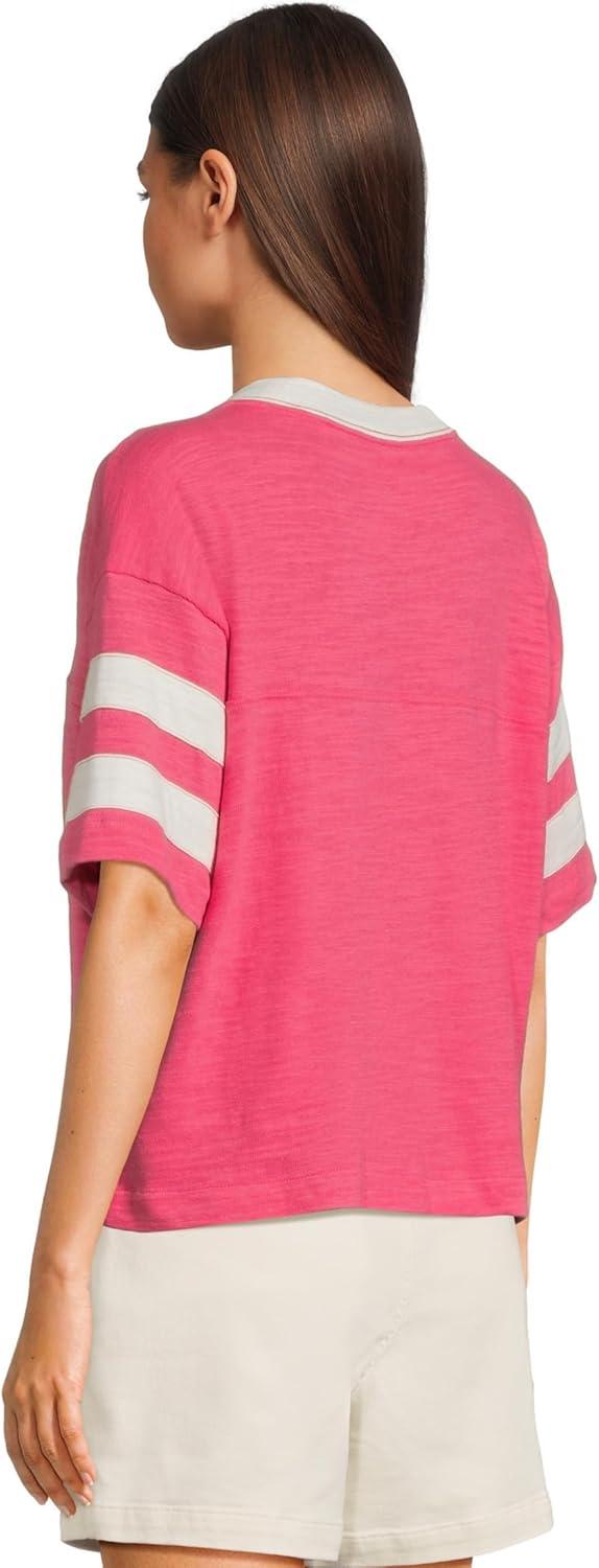 image:imageFaherty Womens Sunwashed Slub Varsity TeeHot Pink Varsity