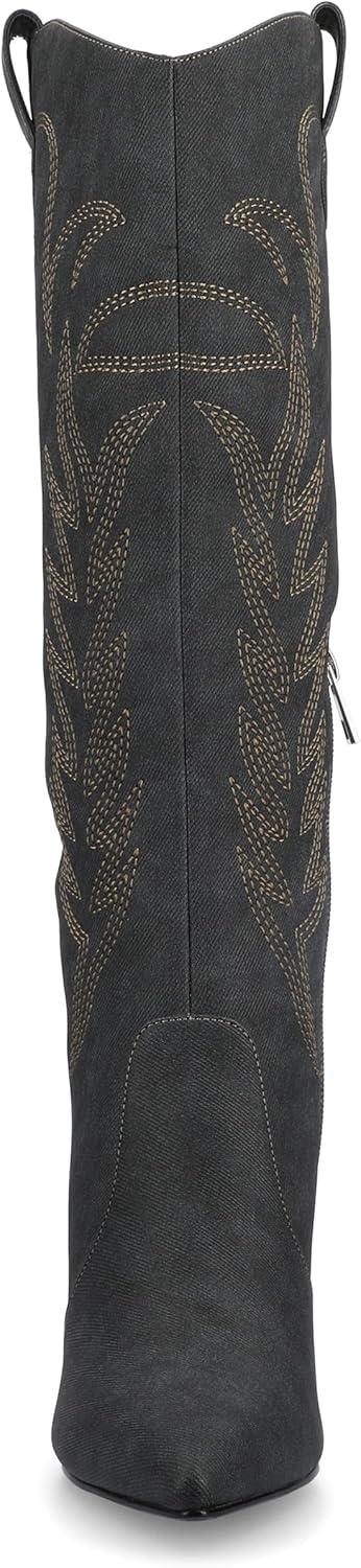 image:imageJournee Womens Laramie western cowgirl knee high boot stiletto heel stitching faux leather comfort system insoleCharcoal