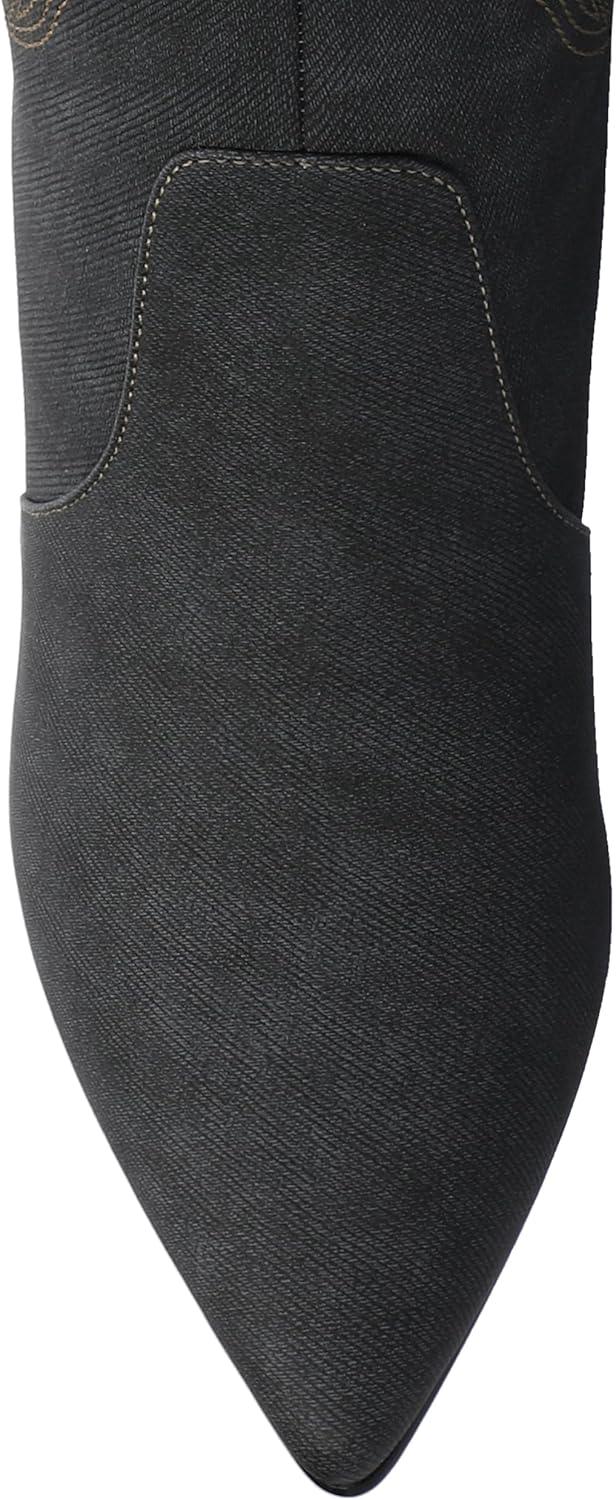 image:imageJournee Womens Laramie western cowgirl knee high boot stiletto heel stitching faux leather comfort system insoleCharcoal