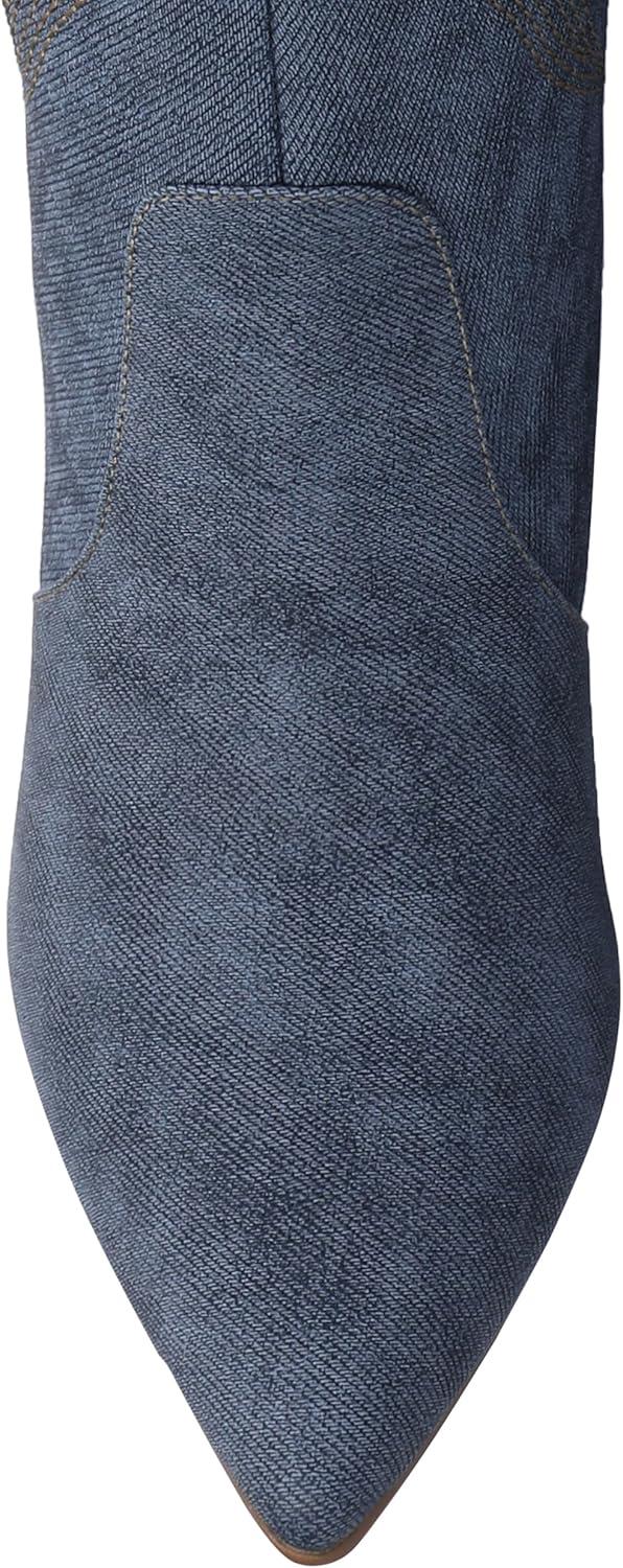 image:imageJournee Womens Laramie western cowgirl knee high boot stiletto heel stitching faux leather comfort system insoleDenim