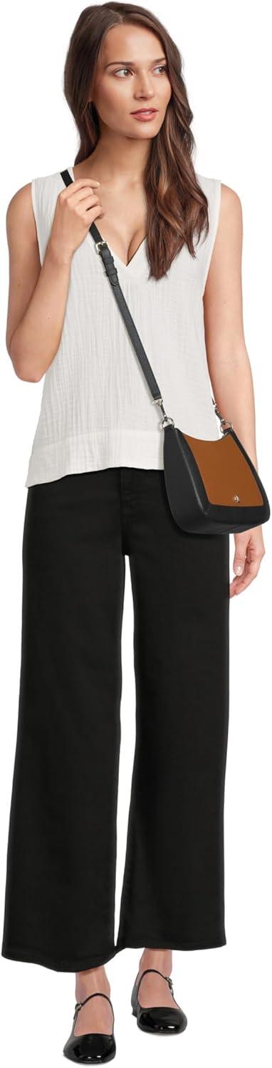 image:imageLauren Ralph Lauren Womens Crosshatch Leather Medium Danni BagLauren TanLauren Navy