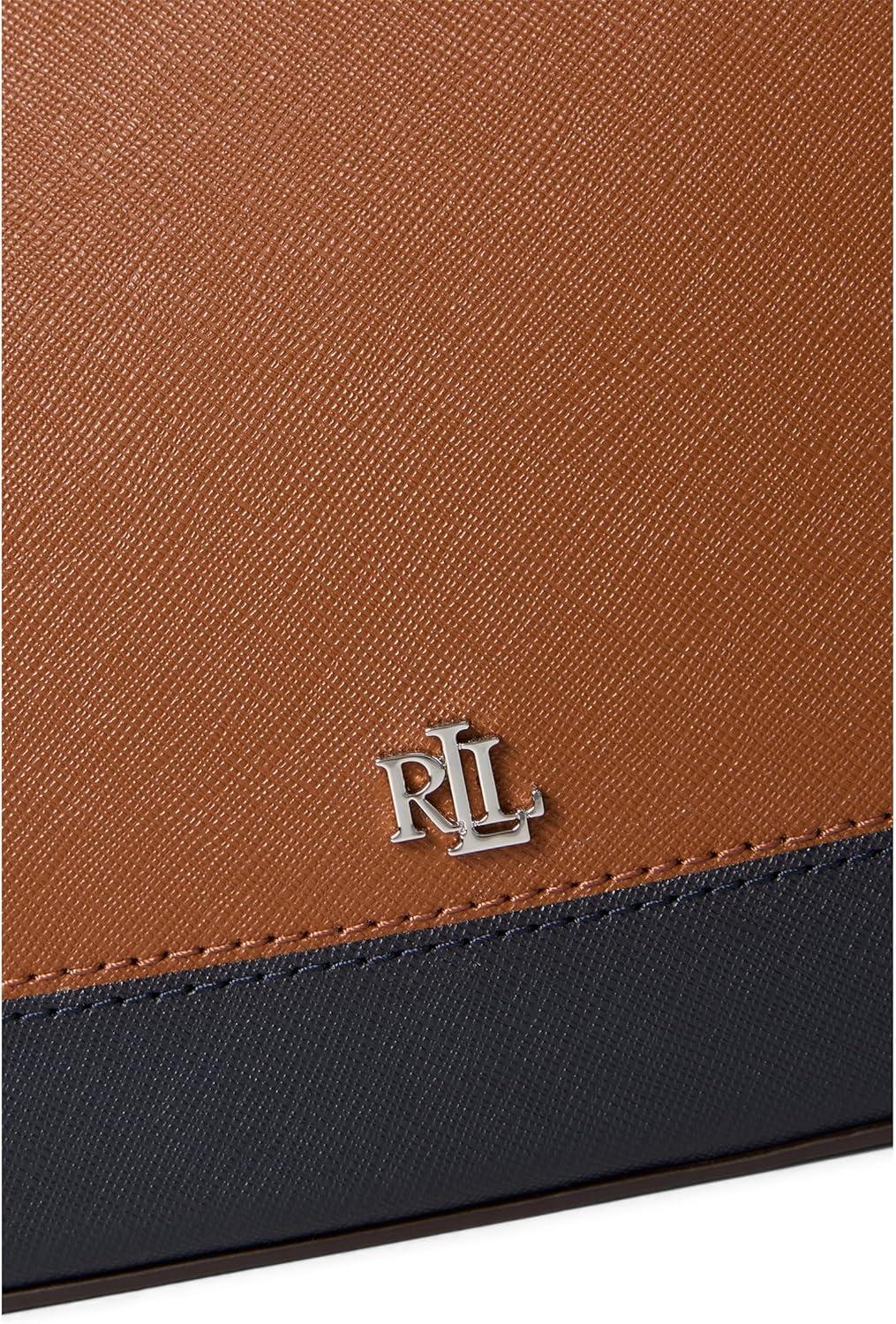 image:imageLauren Ralph Lauren Womens Crosshatch Leather Medium Danni BagLauren TanLauren Navy
