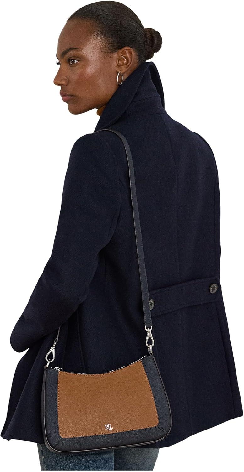 image:imageLauren Ralph Lauren Womens Crosshatch Leather Medium Danni BagLauren TanLauren Navy