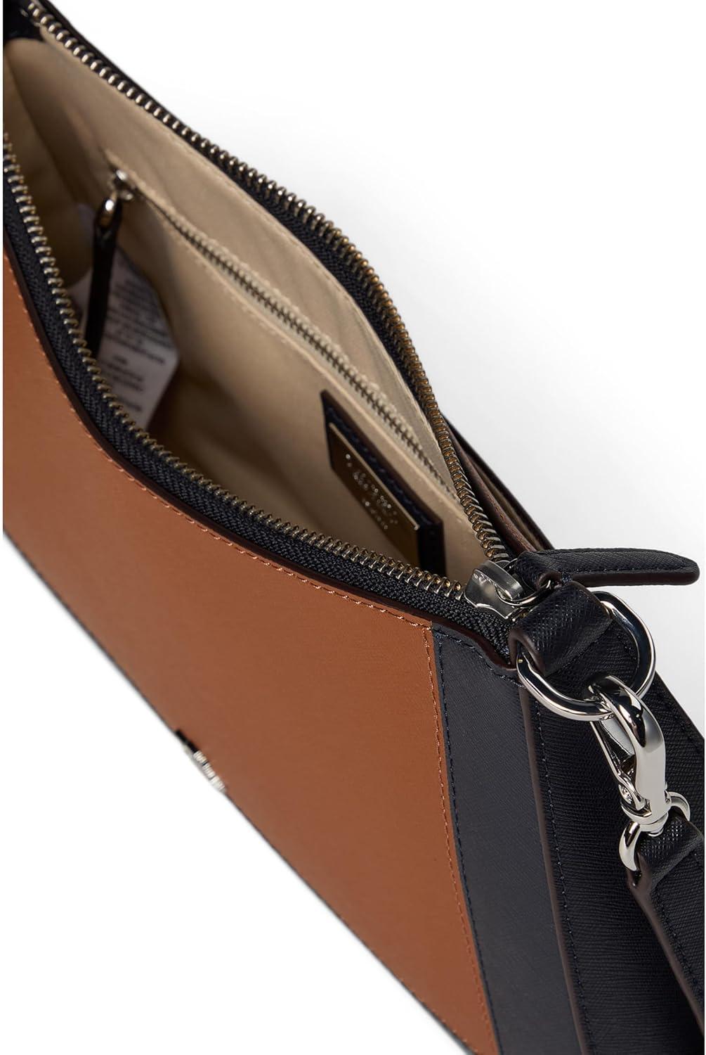 image:imageLauren Ralph Lauren Womens Crosshatch Leather Medium Danni BagLauren TanLauren Navy