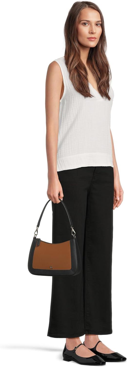 image:imageLauren Ralph Lauren Womens Crosshatch Leather Medium Danni BagLauren TanLauren Navy