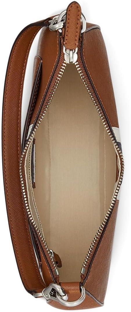 image:imageLauren Ralph Lauren Womens Crosshatch Leather Medium Danni BagTanSoft WhiteNavy Stripe