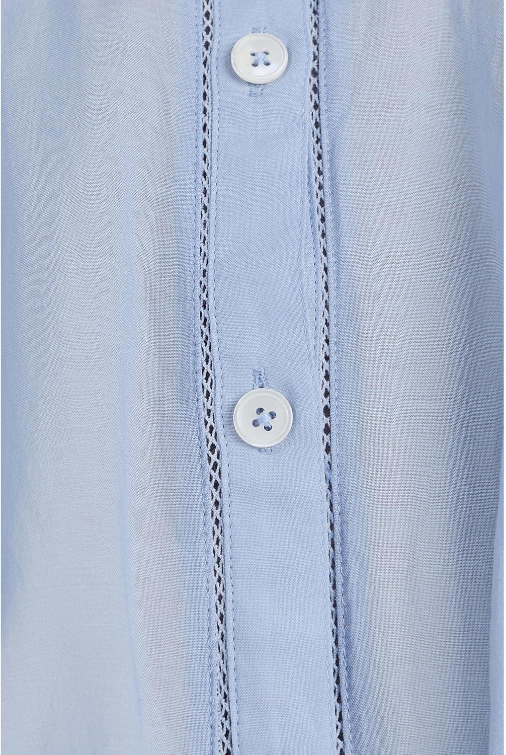 image:imageMadewell Womens Shirred Crewneck Buttonup TopTranquil Blue