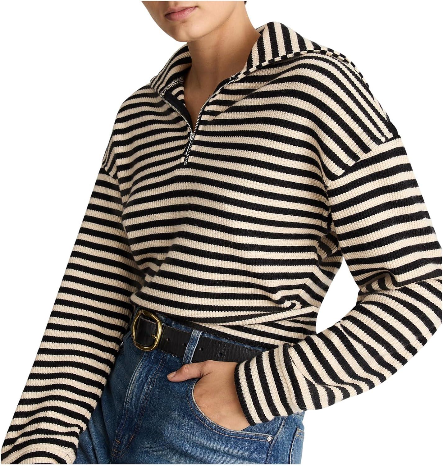 image:imageMadewell womens Half Zip Stripe JacketJet Black