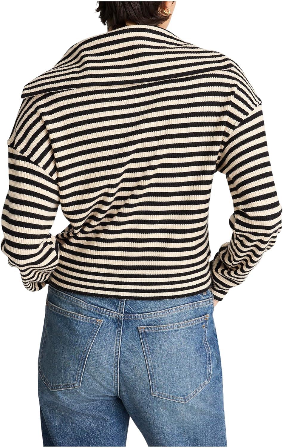 image:imageMadewell womens Half Zip Stripe JacketJet Black