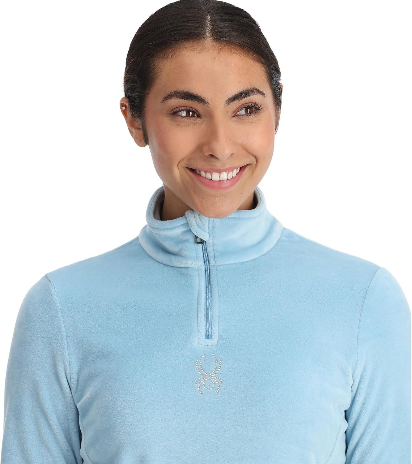 image:imageSpyder Womens Shimmer Bug Half Zip TNeck Ski Base LayerBlue Drift