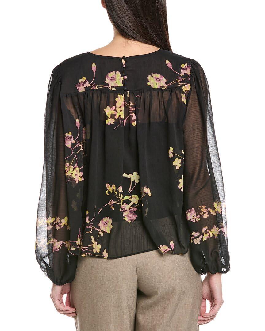 image:imageVince Camuto Womens Round Neck Shirring Front LongRich Black