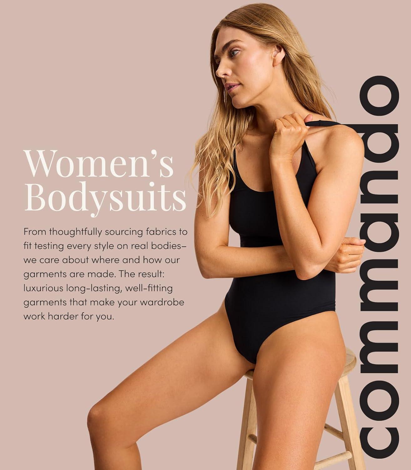 image:imagecommando Womens Mockneck Sleeveless Thong BodysuitBlack