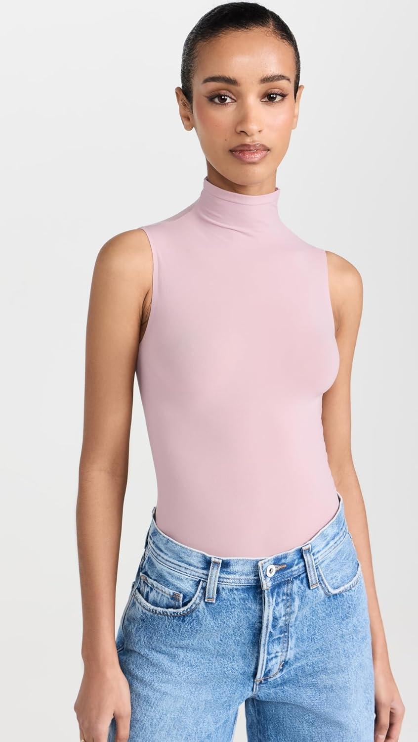 image:imagecommando Womens Mockneck Sleeveless Thong BodysuitMauve