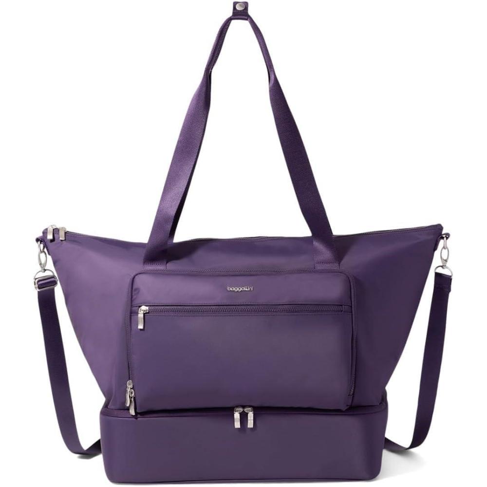 image:imageBaggallini Park Ave Lightweight 25x17 Travel Essential Weekender Tote Bag for WomenDeep Grape Twill