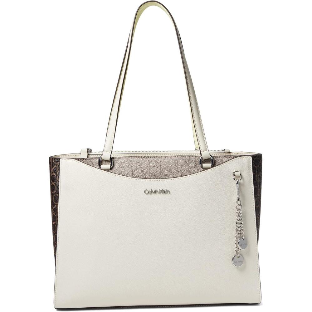 image:imageCalvin Klein Mavis Tote WhiteBrownKhakiAlmondTaupeEndive One Size