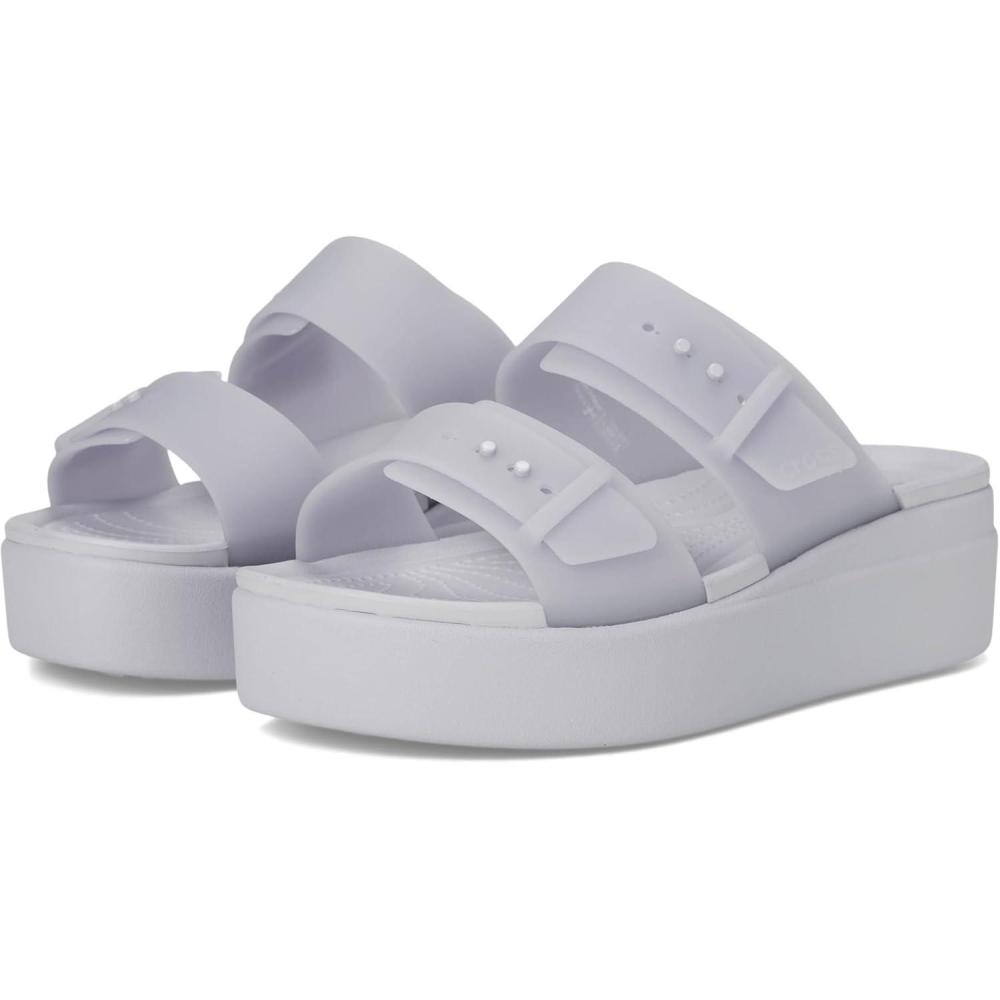 image:imageCrocs Womens Brooklyn Buckle Low WedgesPurple Moon