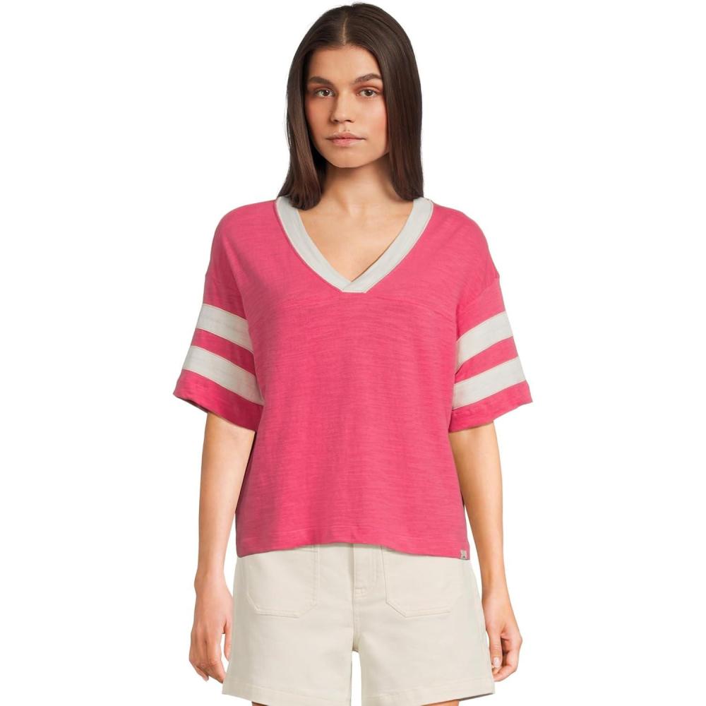 image:imageFaherty Womens Sunwashed Slub Varsity TeeHot Pink Varsity