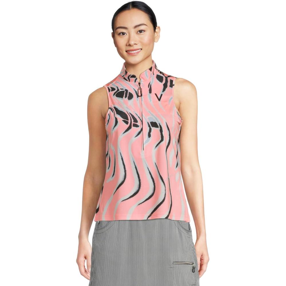 image:imageJamie Sadock Womens Whirlwind Print Sleeveless PoloAzalea Pink