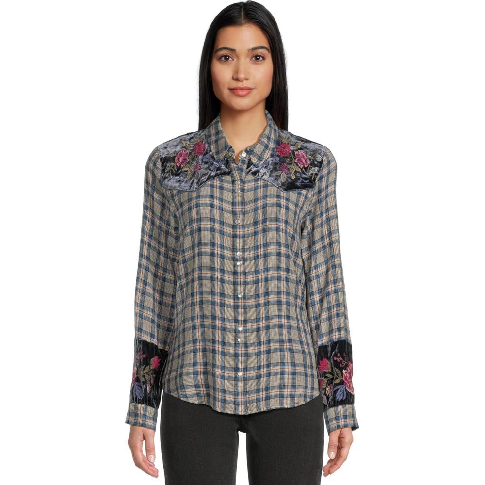 image:imageJohnny was Womens Puff Sleeve Western ShirtSassibaCirla Plaid