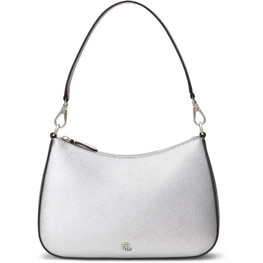 image:imageLauren Ralph Lauren Womens Crosshatch Leather Medium Danni BagPolished Silver