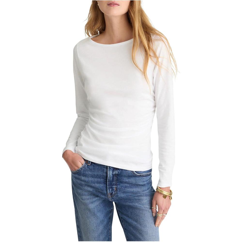 image:imageMadewell Womens Side Ruched Slub Long SleeveWhite