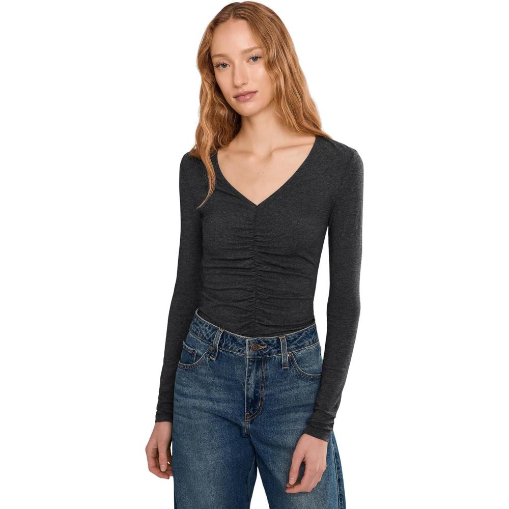 image:imageMadewell Womens Slinky VNeck TopHeather Charcoal