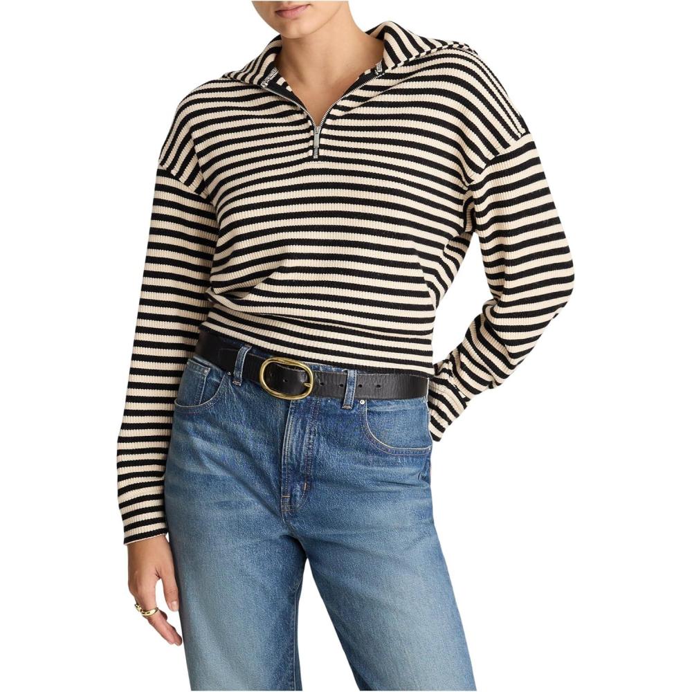 image:imageMadewell womens Half Zip Stripe JacketJet Black