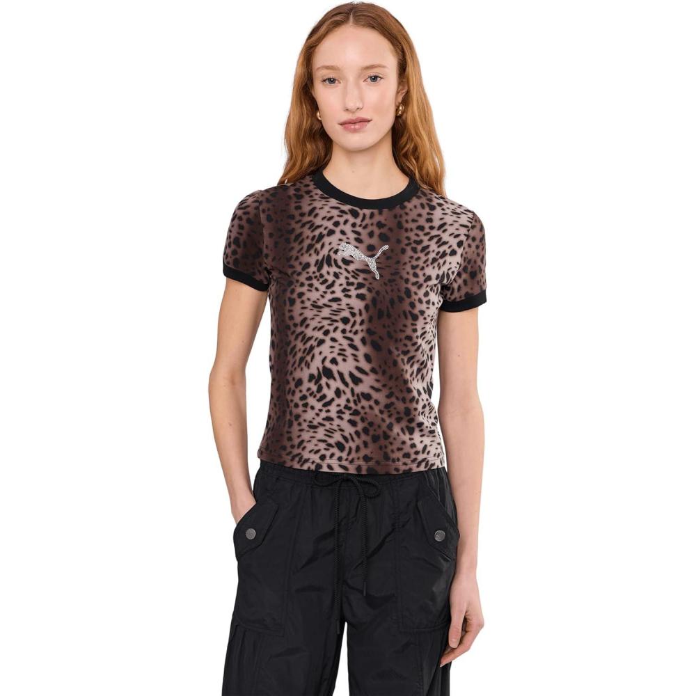 image:imagePuma Womens Essentials Graphics Leo Luxe Bedazzled Slim Fit TeePuma Black