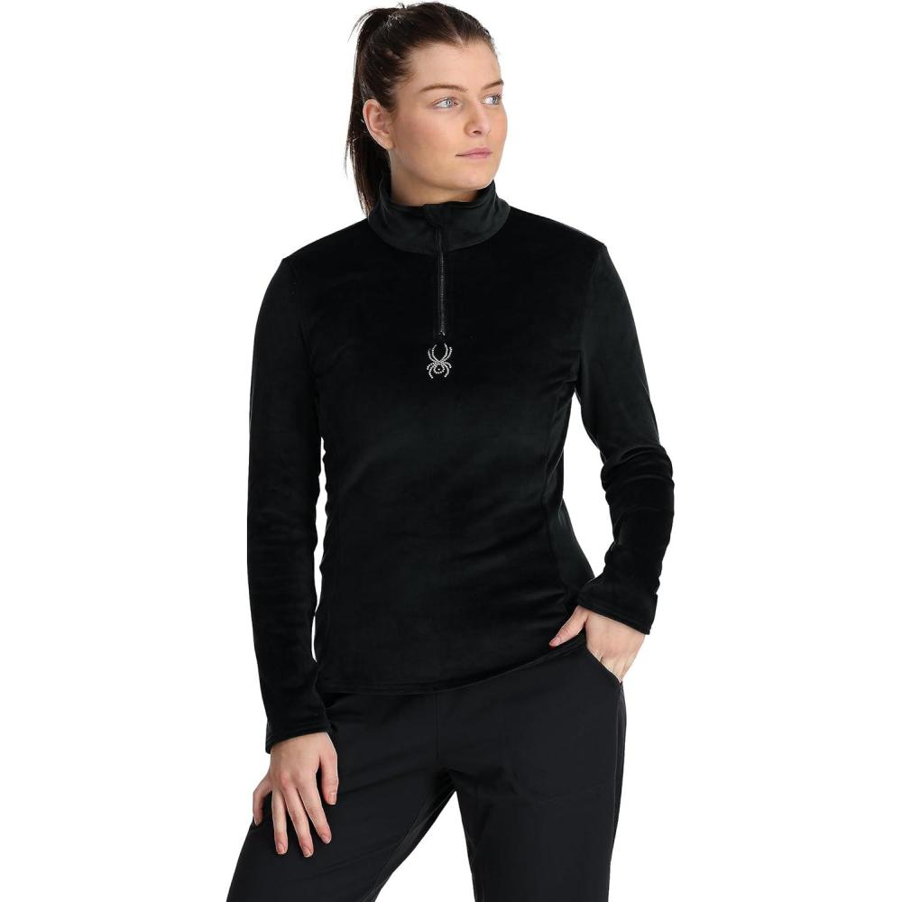 image:imageSpyder Womens Shimmer Bug Half Zip TNeck Ski Base LayerBlack