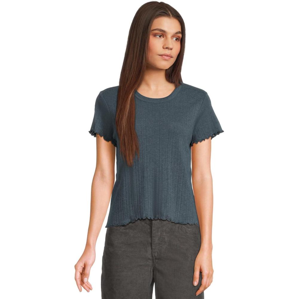image:imageToadampCo Foothill Pointelle Short Sleeve Baby TeeMidnight