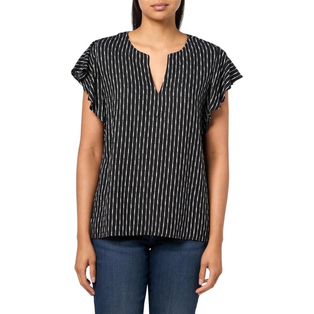 image:imageVince Camuto Womens Blouse with Ruffle SleeveRich Black
