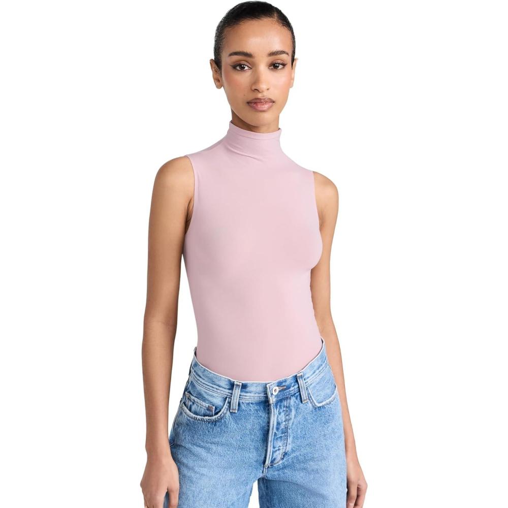 image:imagecommando Womens Mockneck Sleeveless Thong BodysuitMauve