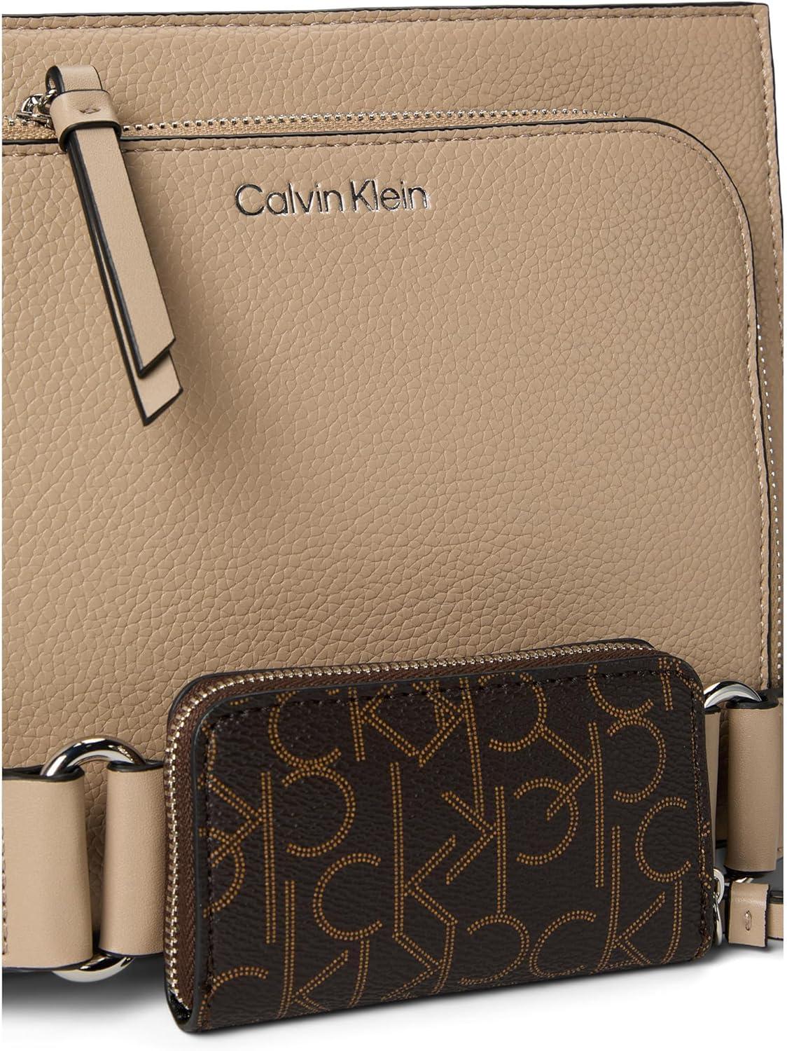 image:imageCalvin Klein womens Bay CrossbodySilver MinkBrownKhaki