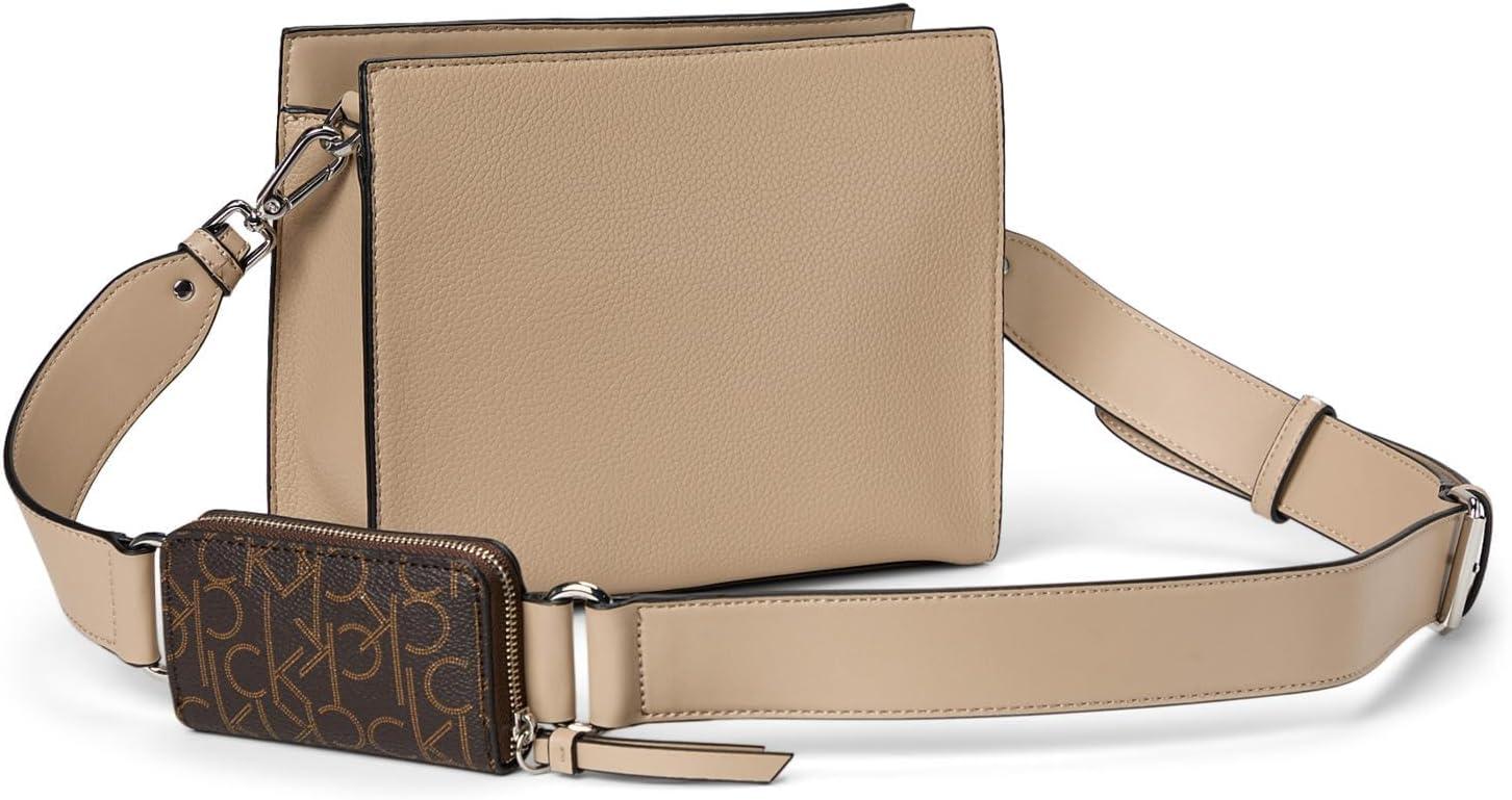 image:imageCalvin Klein womens Bay CrossbodySilver MinkBrownKhaki
