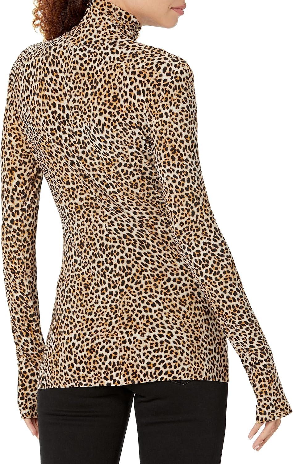 image:imageNorma Kamali Womens Slim Fit Long Sleeve Turtle TopBb Leopard