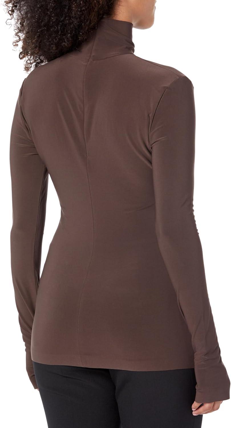 image:imageNorma Kamali Womens Slim Fit Long Sleeve Turtle TopChocolate