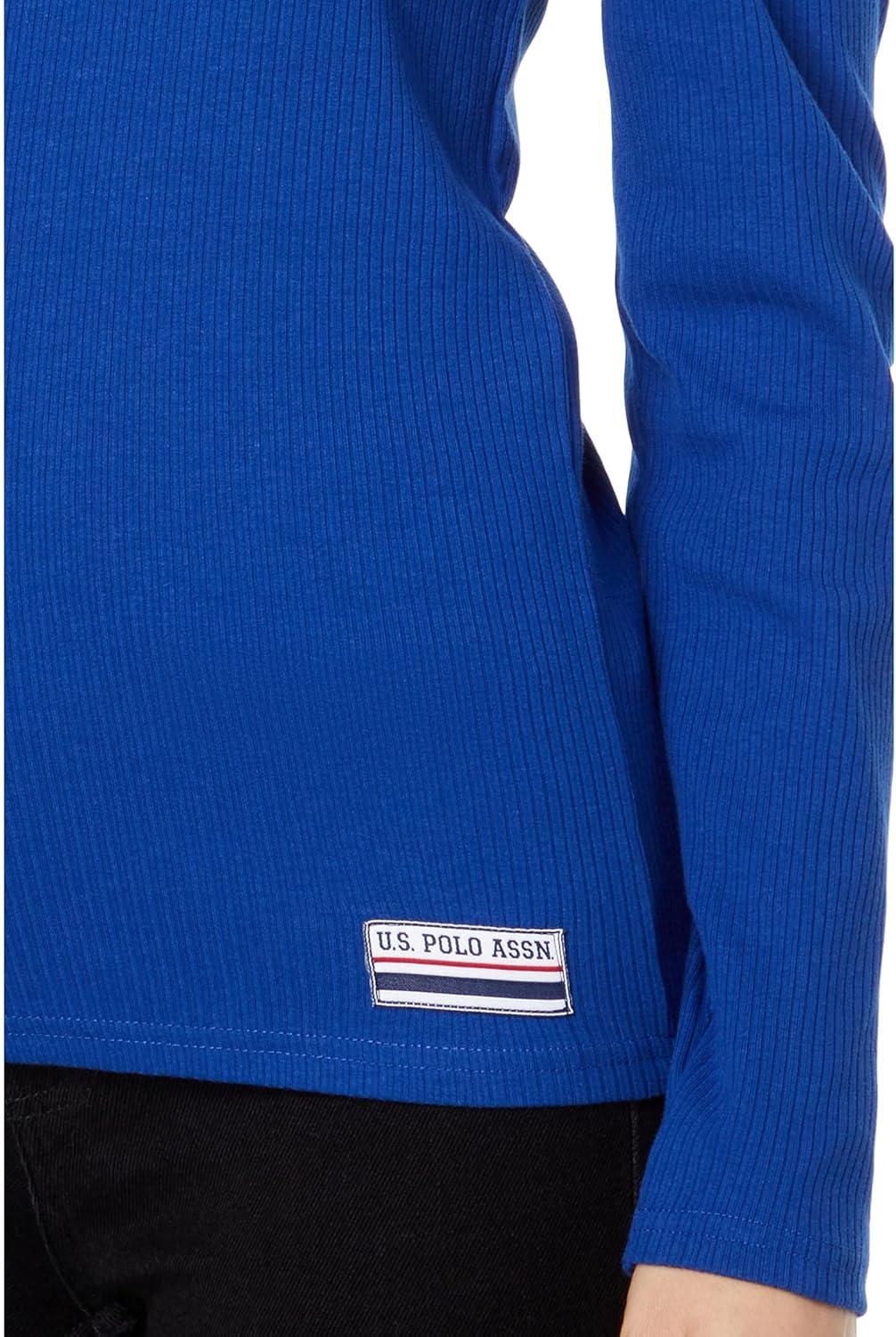 image:imageUS POLO ASSN Long Sleeve Square Neck Rib Top Sodalite Blue LG