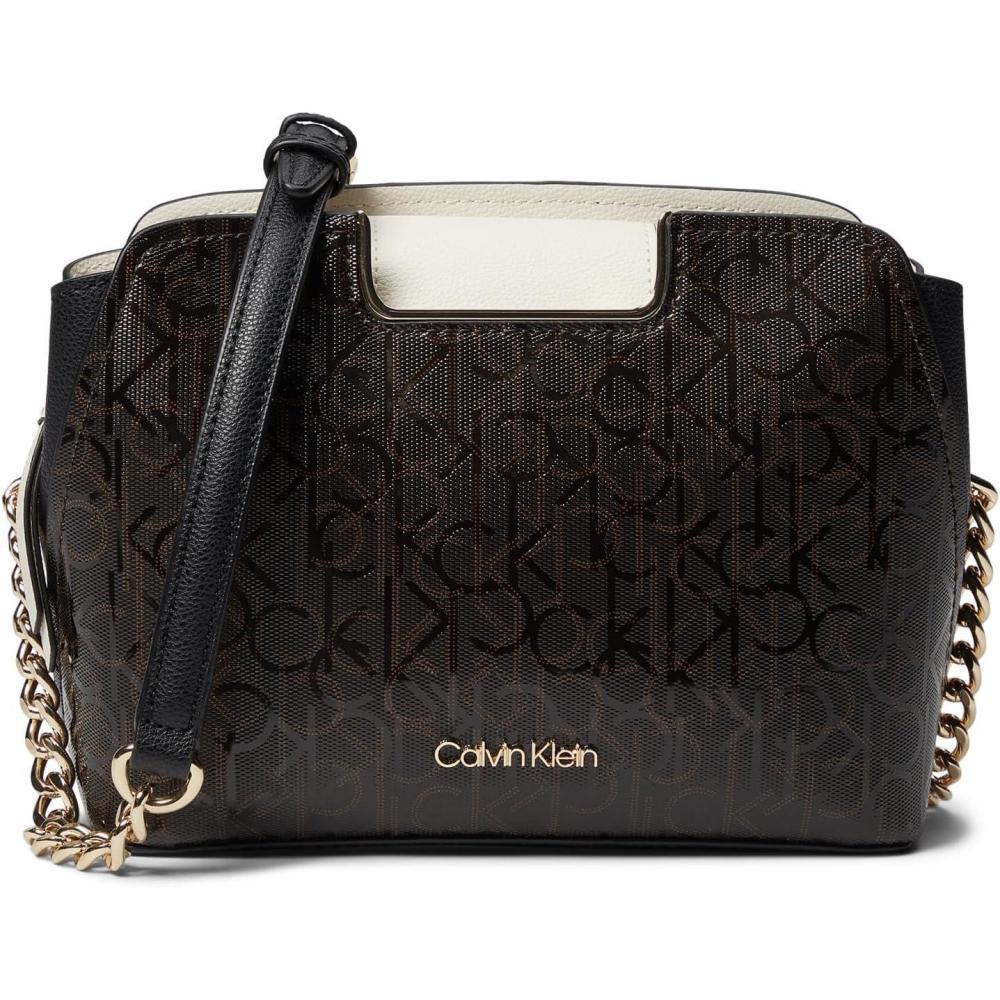 image:imageCalvin Klein womens Finley CrossbodyBrownKhakiBlackWhite