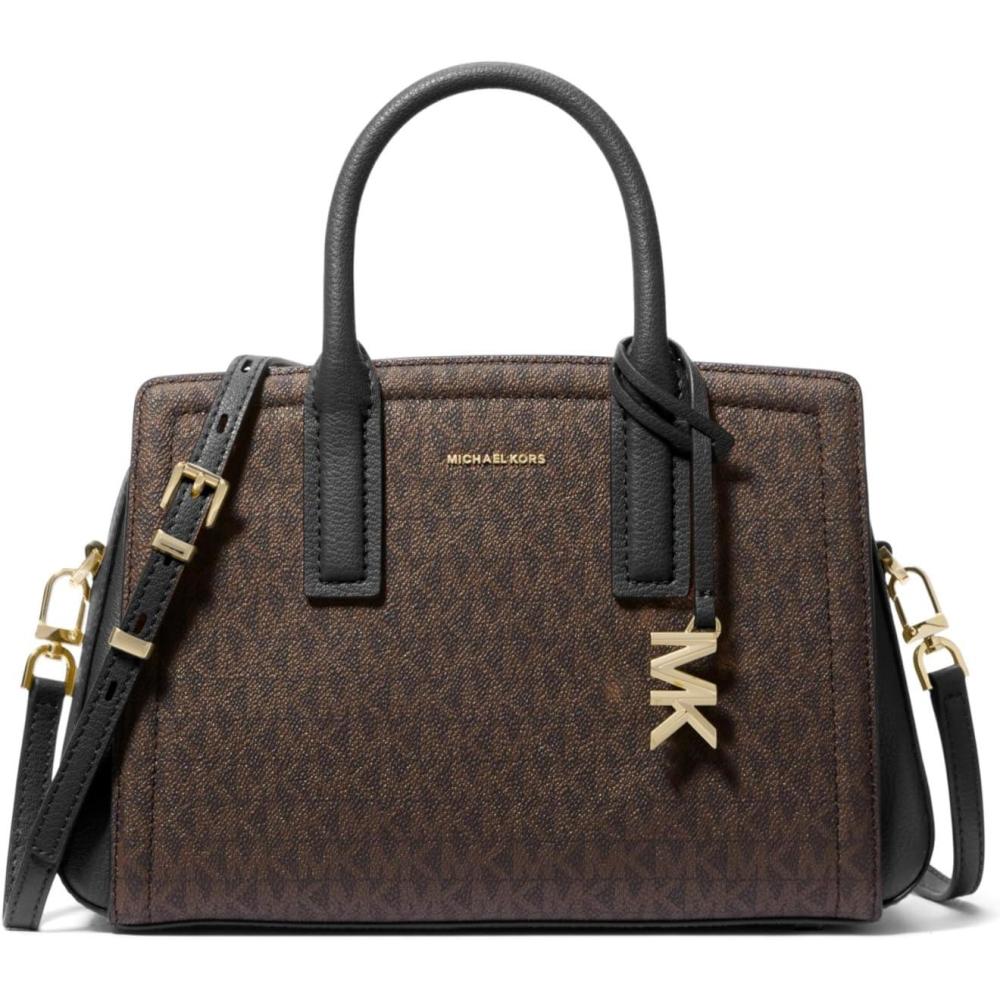 image:imageMichael Kors Womens Laila Small SatchelGoldtone HardwareBrownBlack
