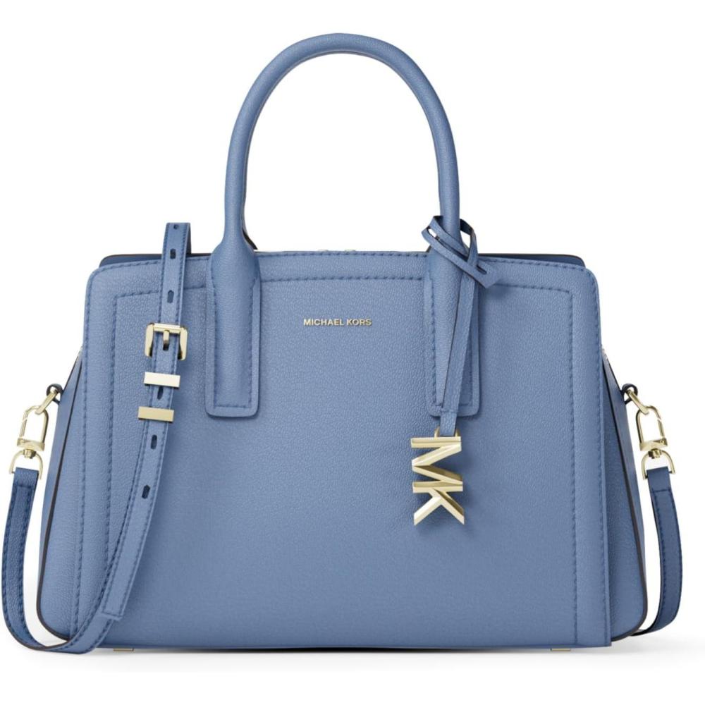 image:imageMichael Kors Womens Laila Small SatchelGoldtone HardwareEmbossed Goat LeatherFrench Blue