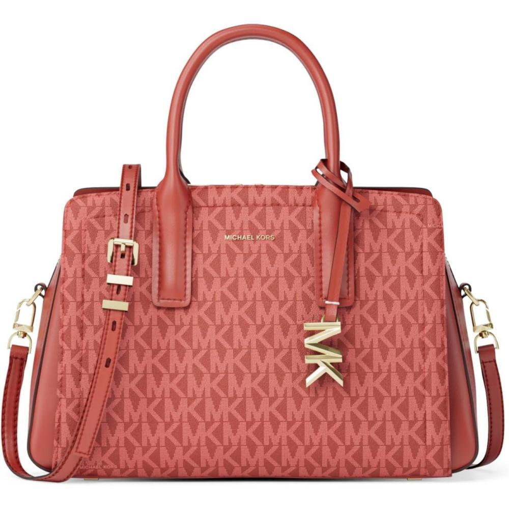 image:imageMichael Kors Womens Laila Small SatchelGoldtone HardwareTonal Mk Signature Coated TwillCrimson Multi